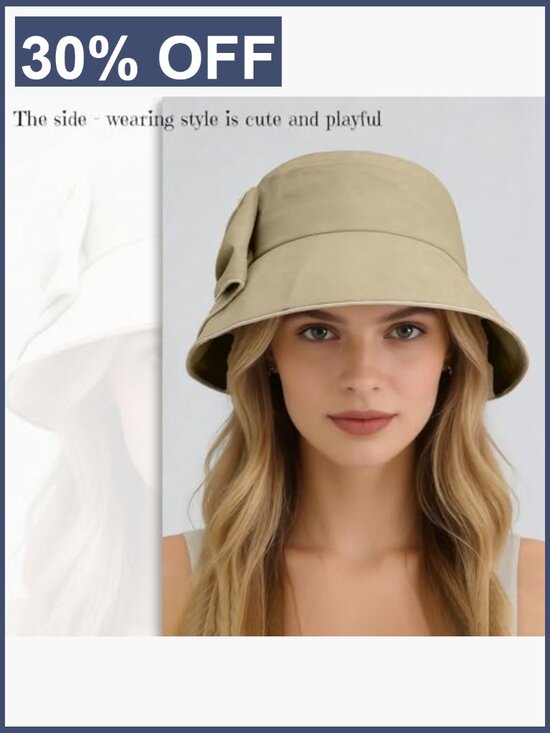 Foldable Wide Brim Sun Hat Cotton Blend Packable Ponytail main image 5
